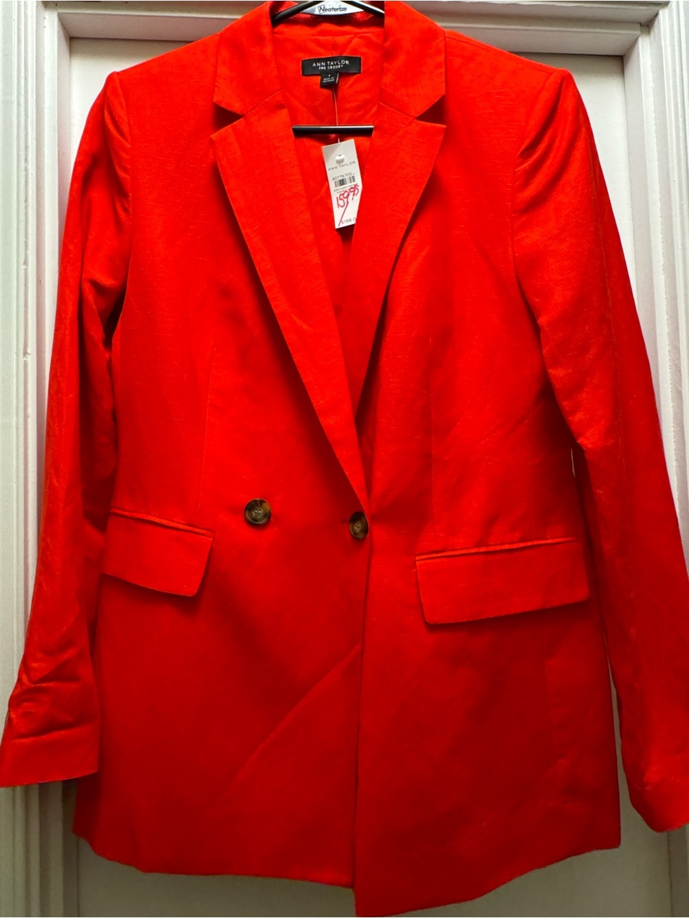 Ann Taylor Women's Red Double-Breasted Crosby Blazer Size 6